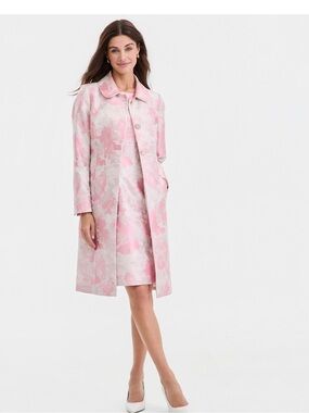Kasper Pink and Ivory Floral Jacquard (Coat only)
